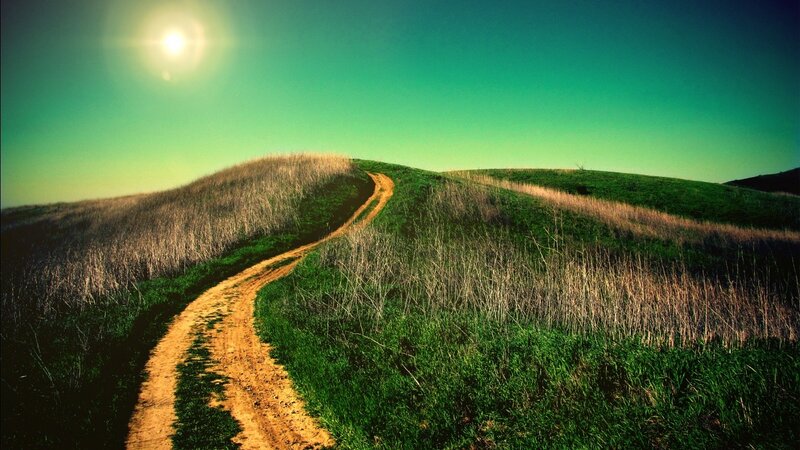 Dirt Path on Hill — Green