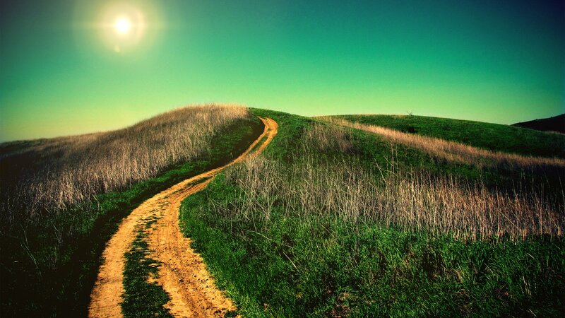 Dirt Path on Hillside — Green, Serene