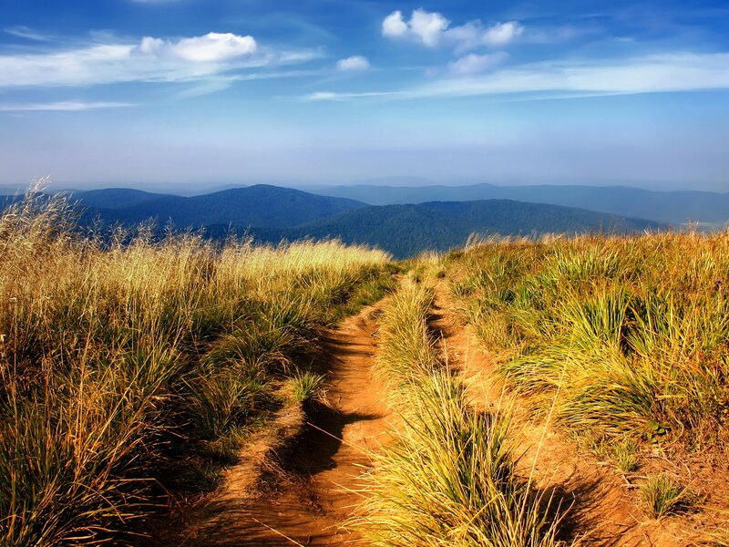 Dirt Path on Mountain — Blue
