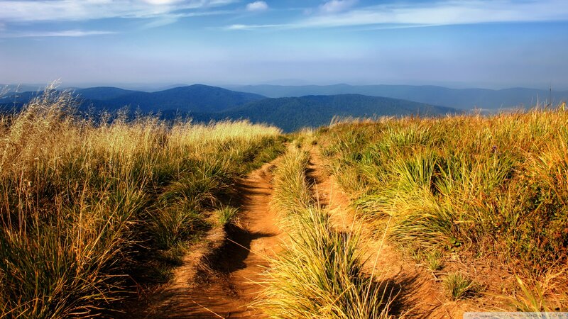 Dirt Path on Mountain Ridge — Blue