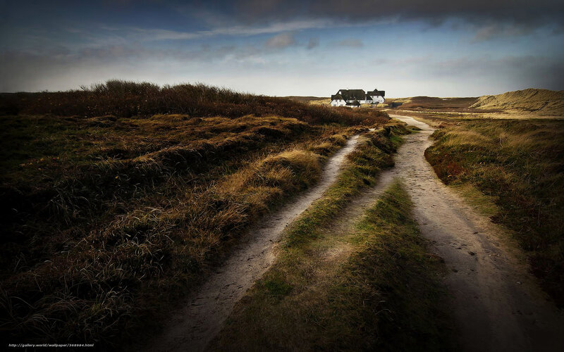Dirt path to coastal houses