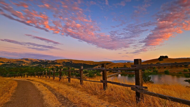 Dirt Path with Wooden Fence — Orange