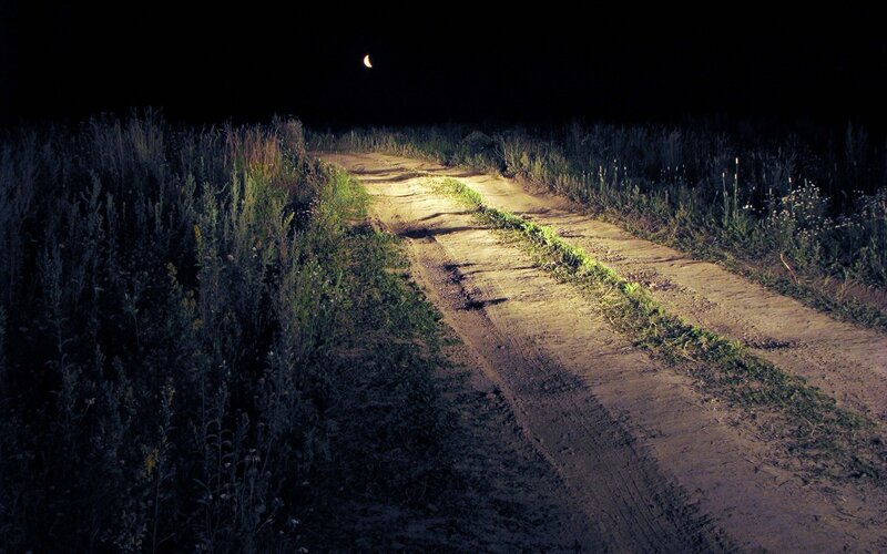 Dirt Road at Night — Black, Dark
