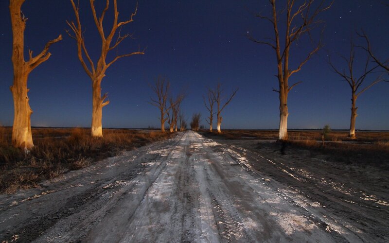 Dirt Road at Night — Blue