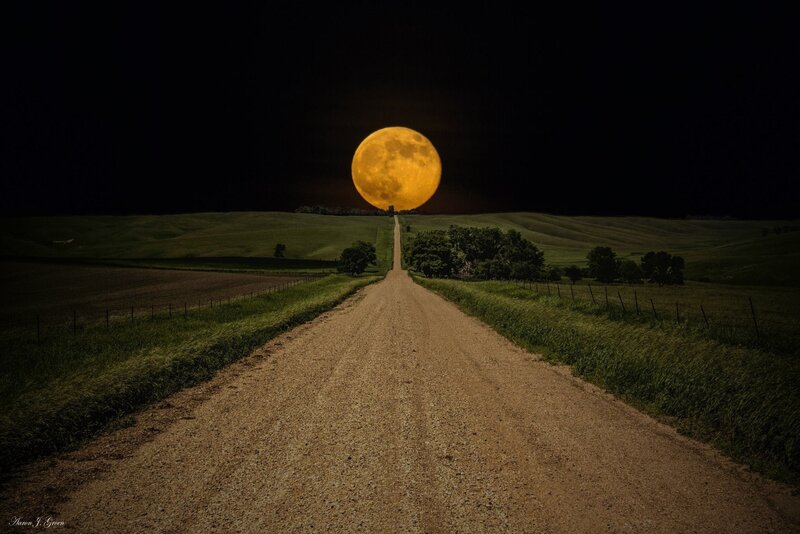 Dirt Road at Night — Brown, Serene