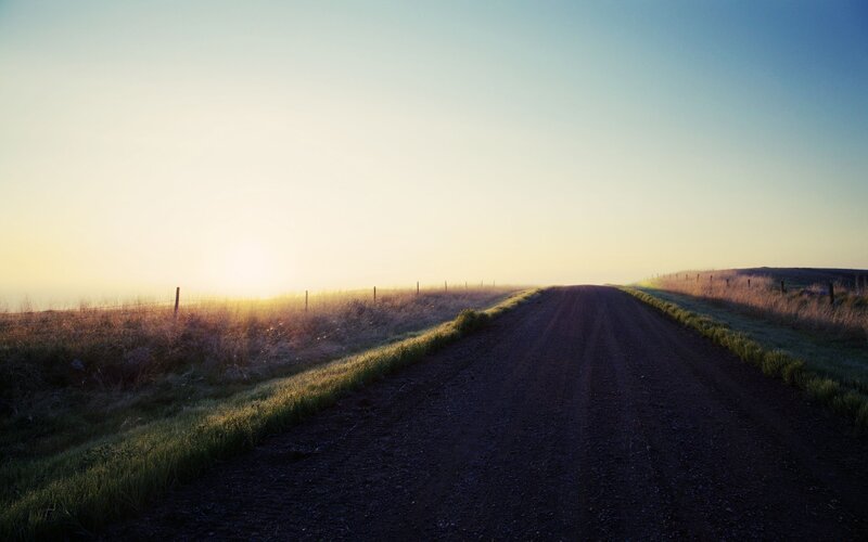 Dirt Road at Sunrise — Blue, Serene