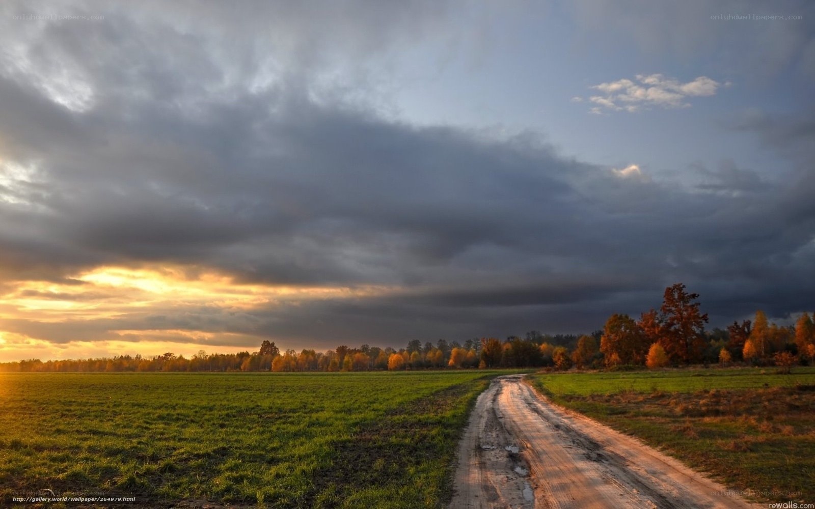 Dirt road at sunset