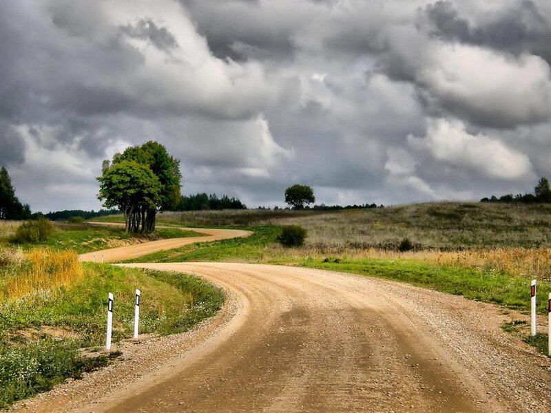 Dirt Road in Countryside — Brown, Dramatic, Afternoon