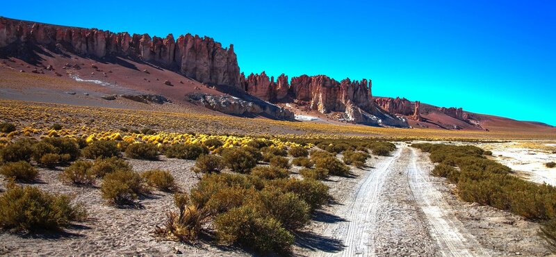 Dirt Road in Desert — Blue, Arid, Afternoon
