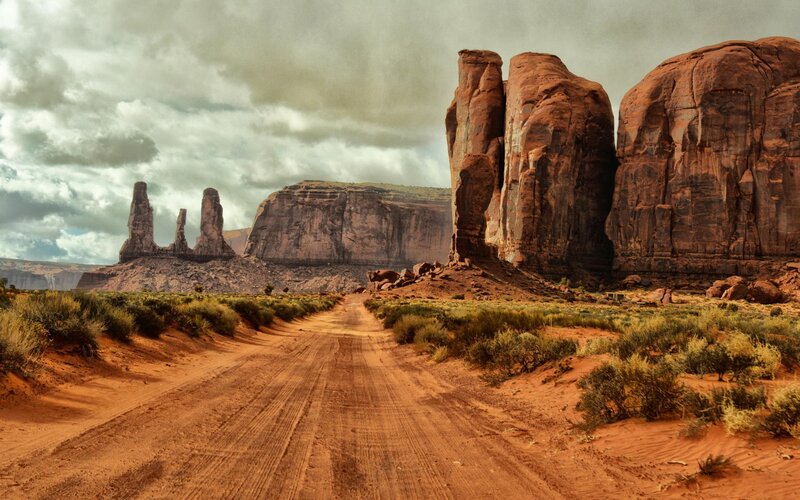Dirt Road in Desert — Brown, Dramatic