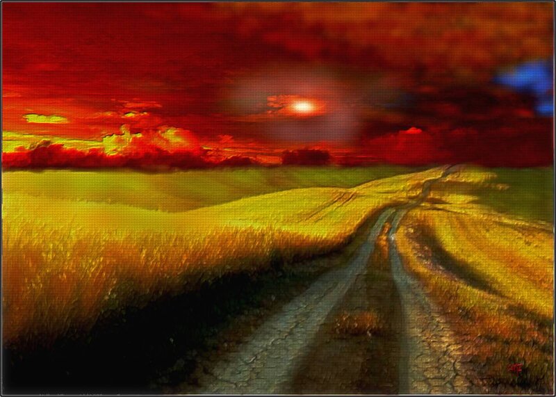 Dirt Road in Field — Red