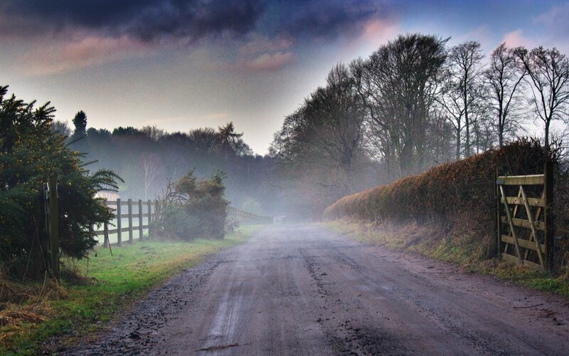Dirt Road in Fog — Gray