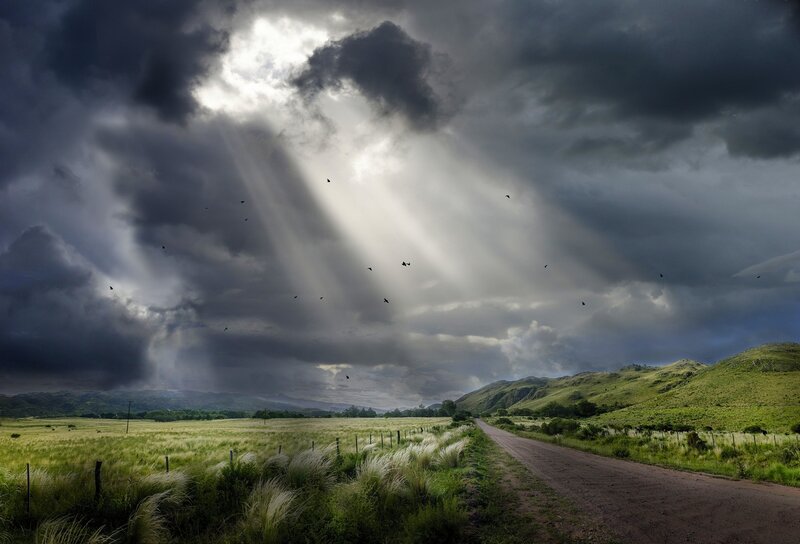 Dirt Road in Green Fields