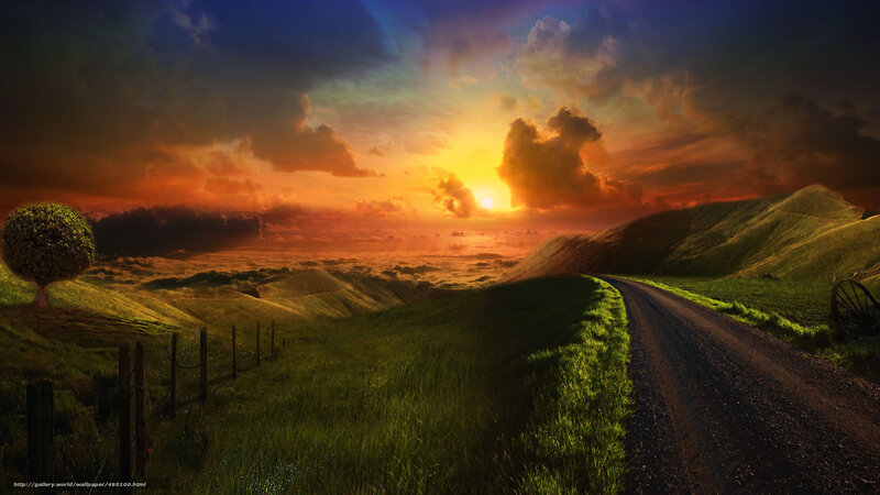 Dirt Road in Hills — Green, Dramatic