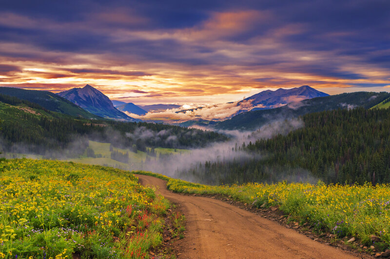 Dirt Road in Mountain Valley — Yellow