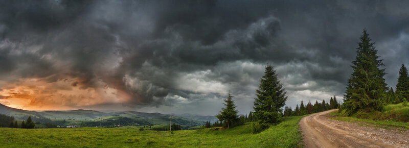 Dirt Road in Mountains — Green