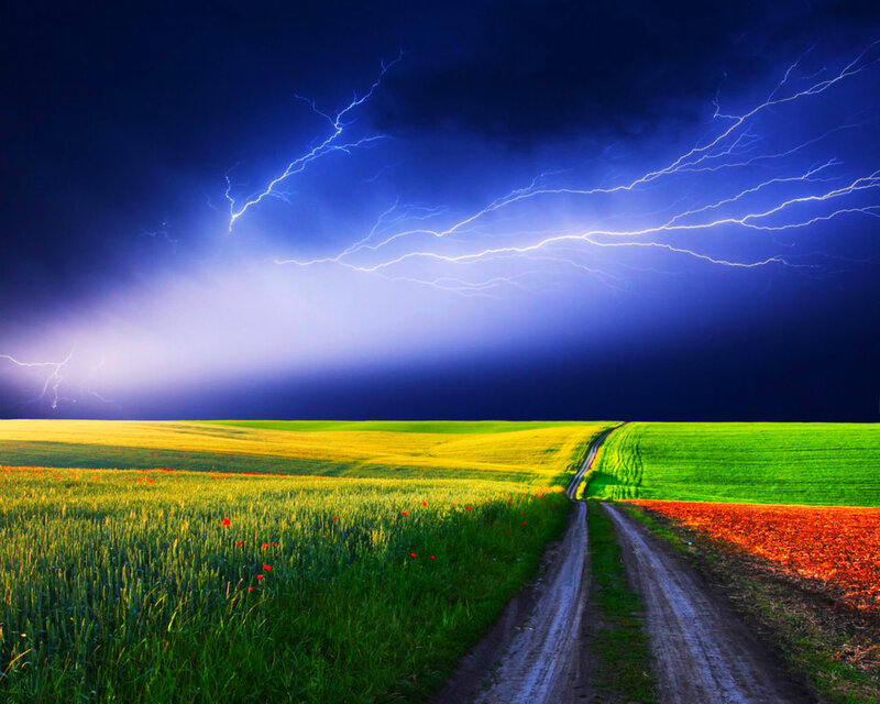 Dirt Road in Storm — Blue