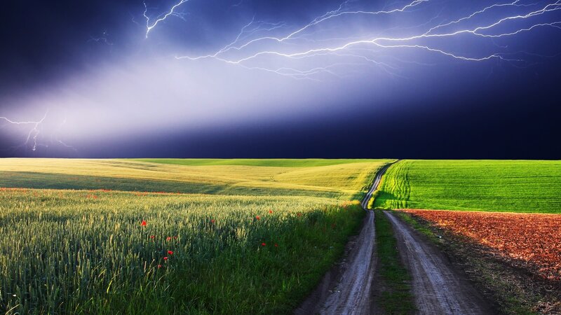 Dirt Road in Storm — Green