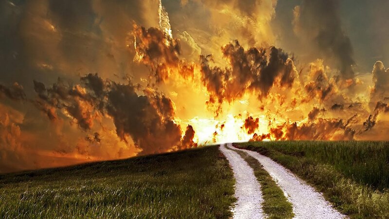 Dirt Road Leading to Fire