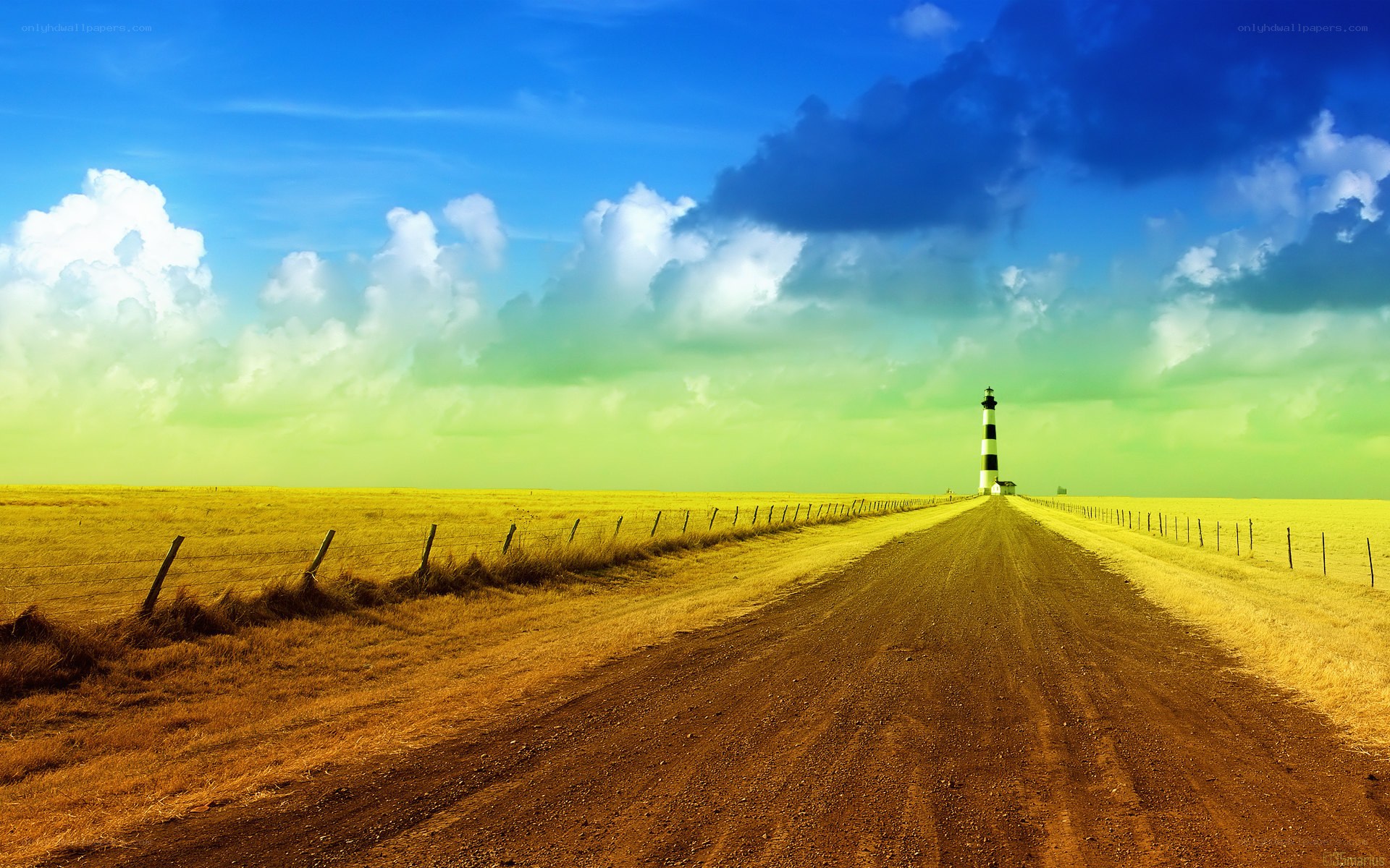 Dirt road leading to lighthouse
