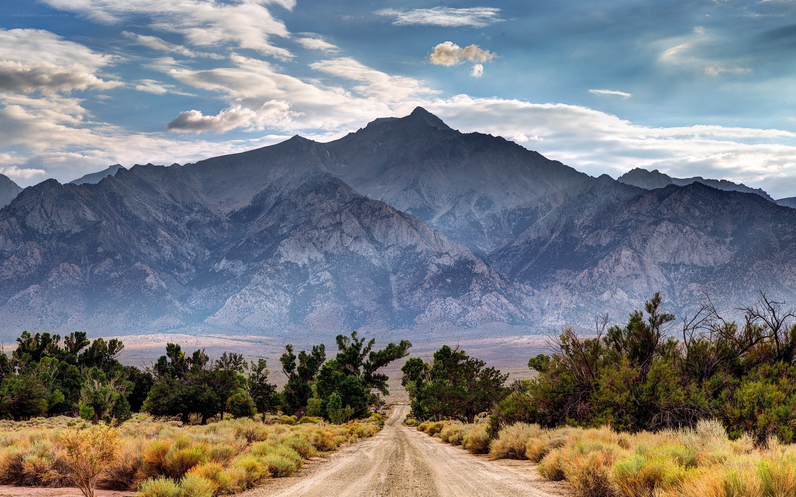 Dirt road leading to mountains