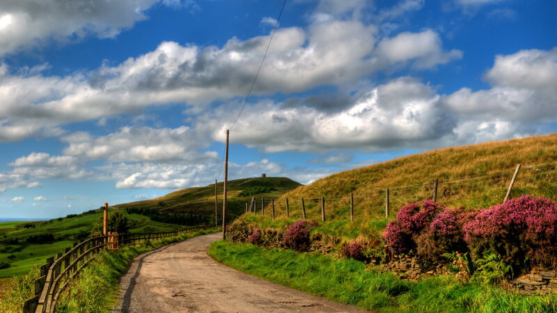 Dirt Road on Hillside — Blue