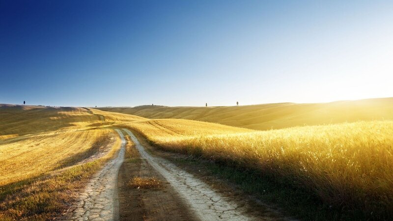 Dirt Road Through Hills — Blue