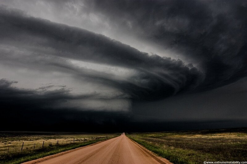 Dirt Road under Storm Clouds — Gray, Dramatic, Night, Photograph