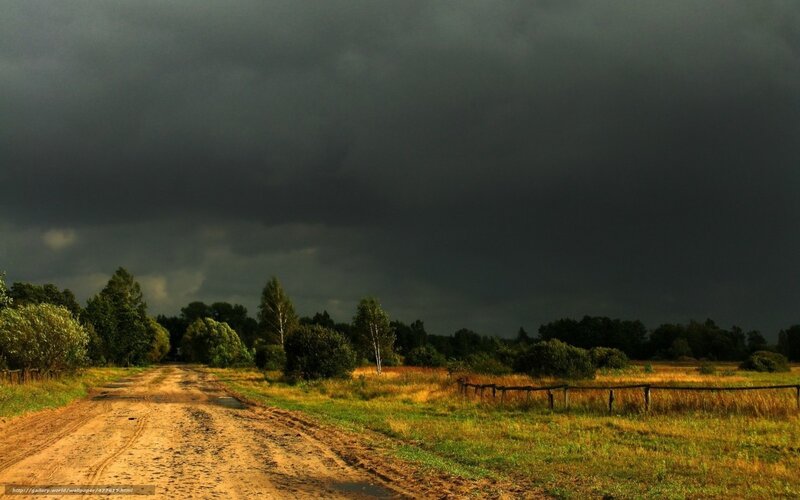 Dirt Road under Stormy Sky — Dark Gray