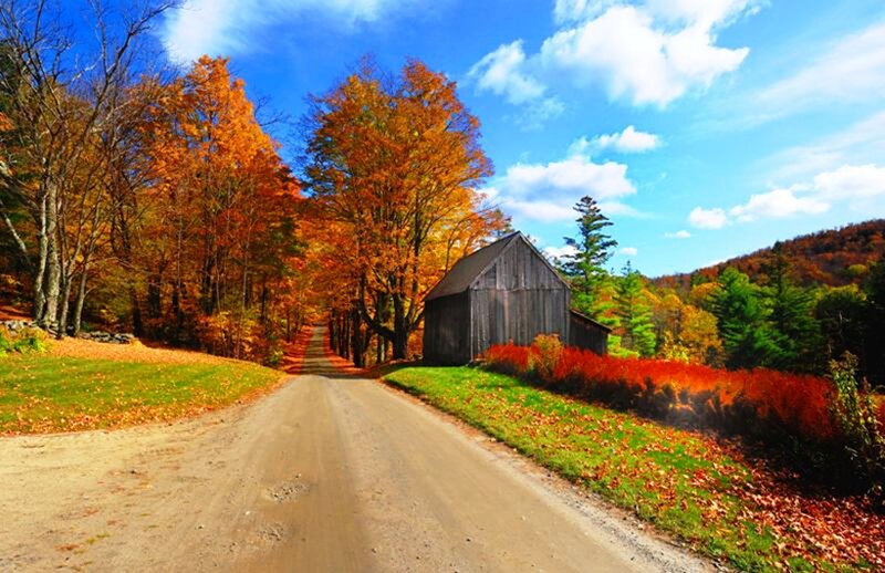 Dirt Road with Barn
