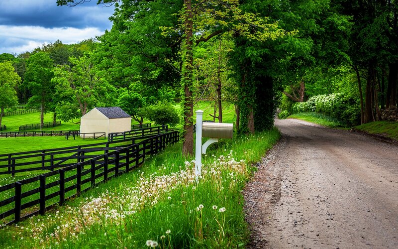 Dirt Road with Mailbox — Green
