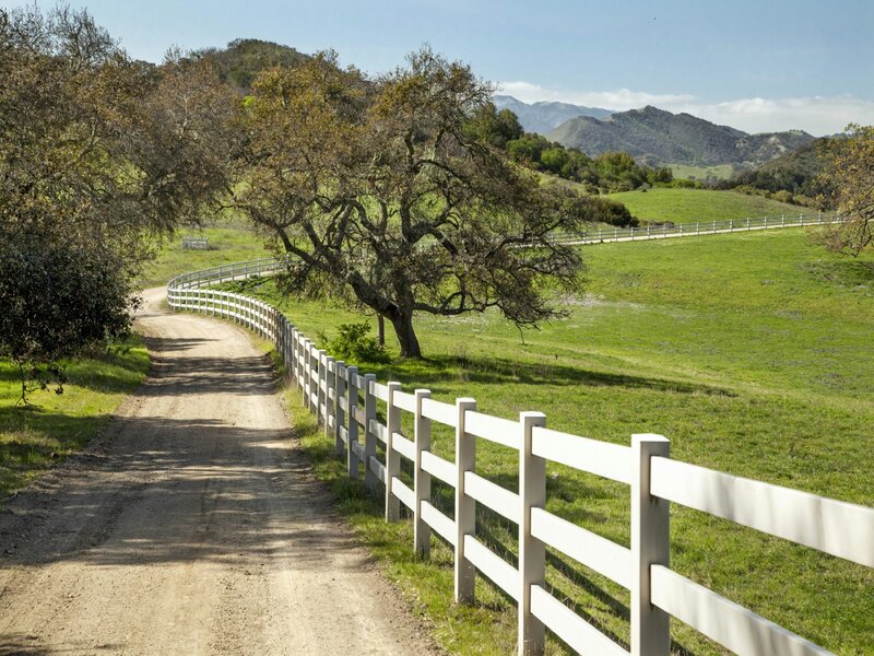 Dirt Road with White Fence — Green