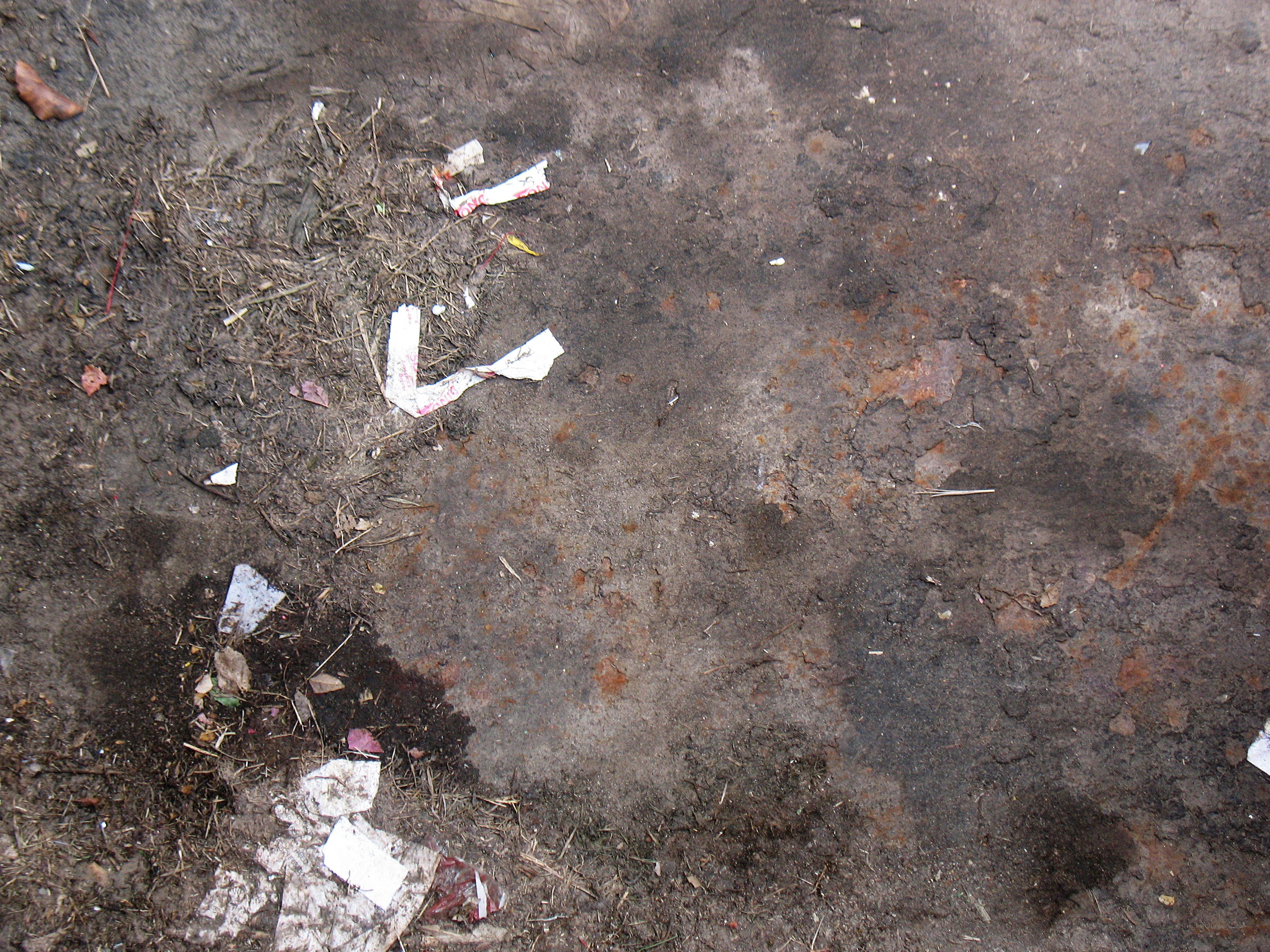dirty ground with trash