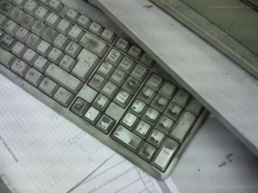 dirty keyboard on desk