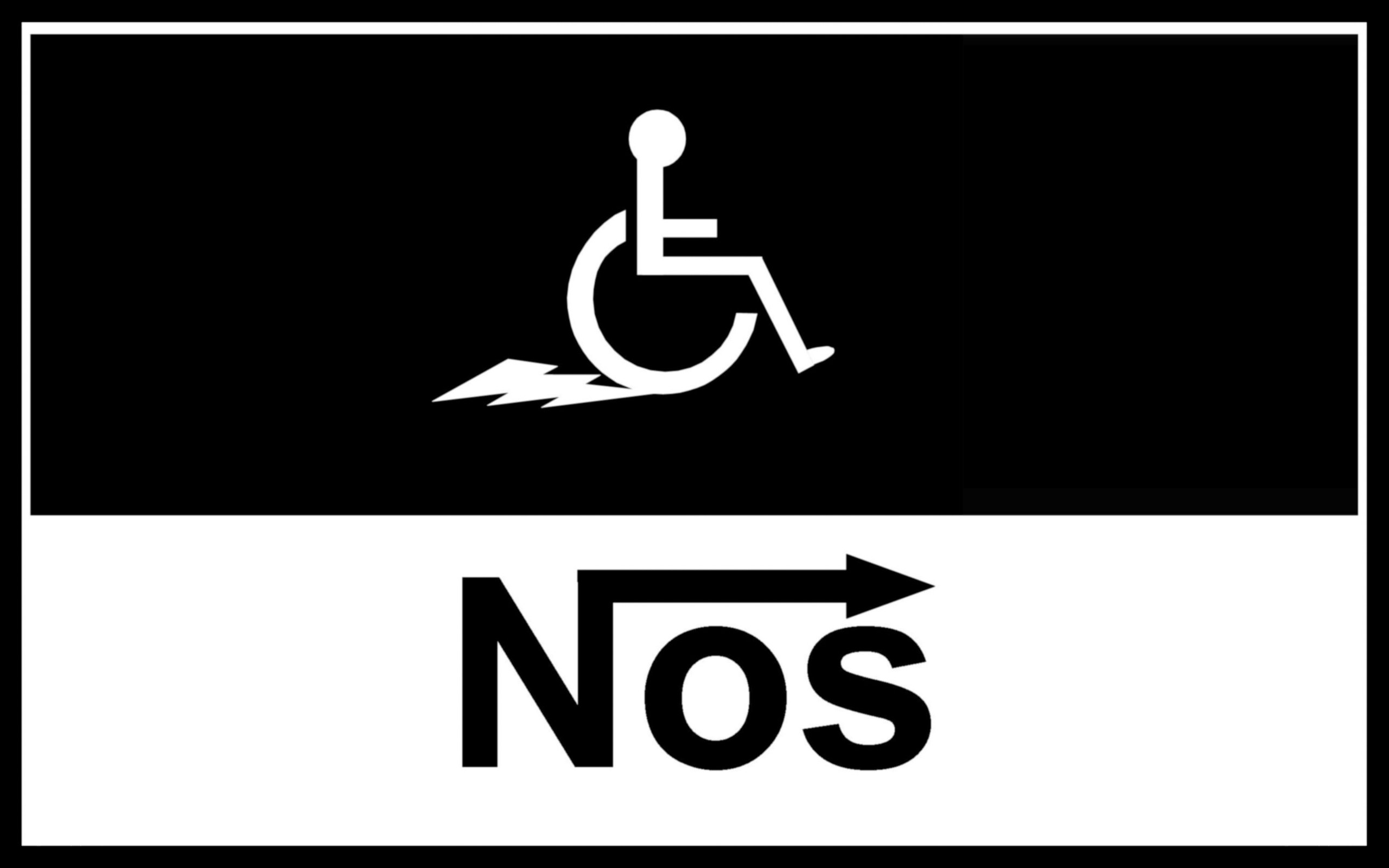 disabled parking sign with 'nos' text