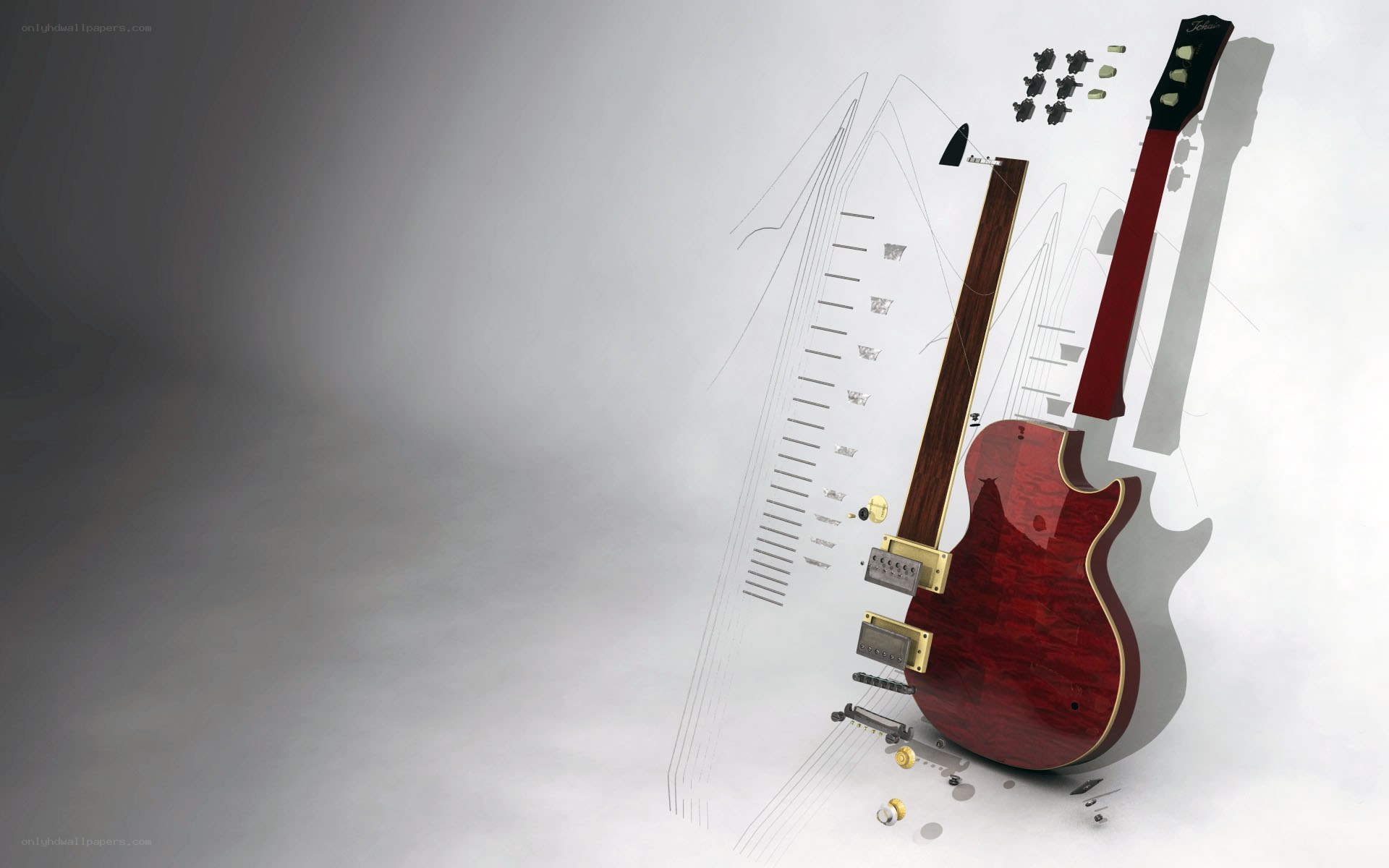 Disassembled electric guitar