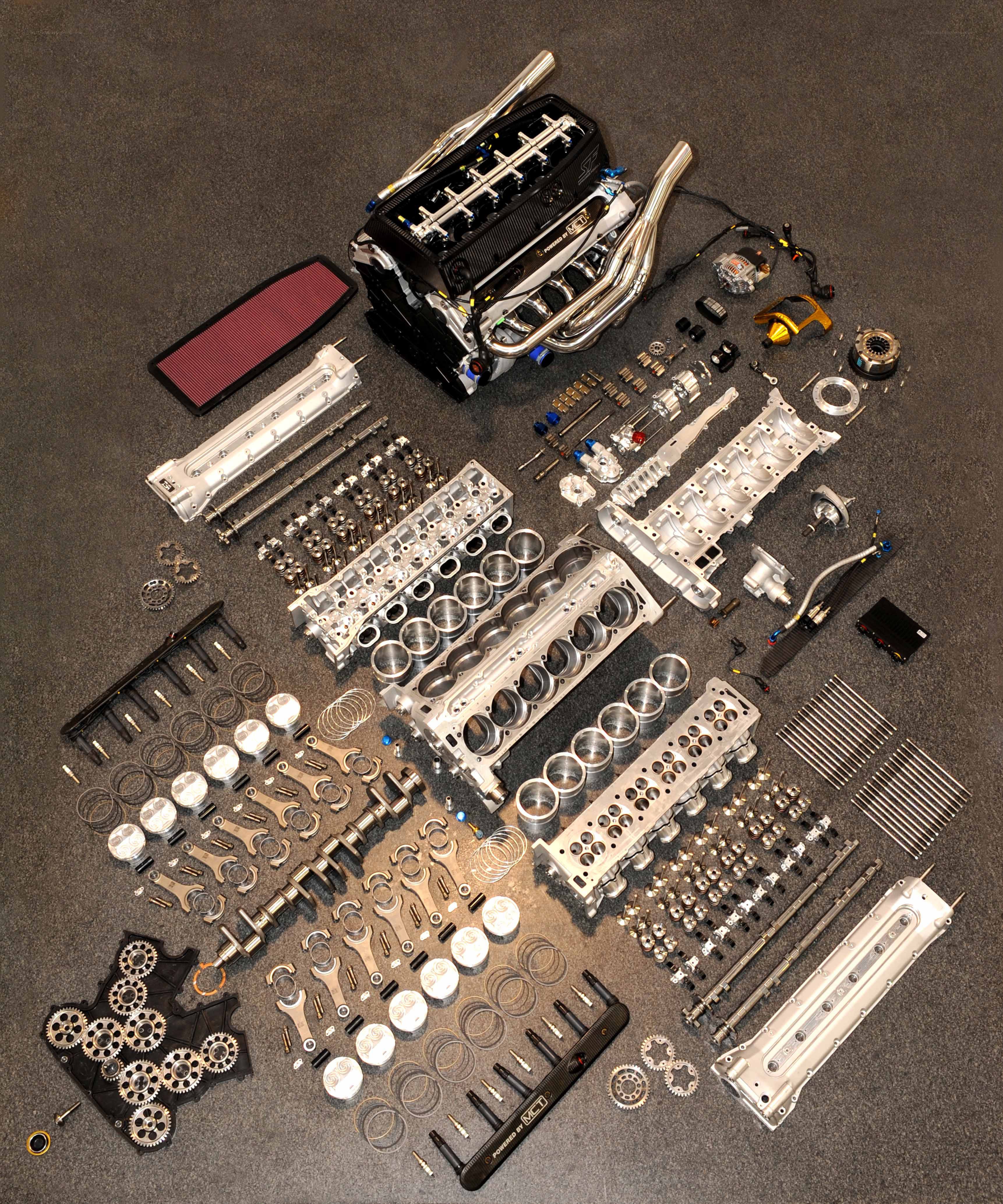 disassembled engine components