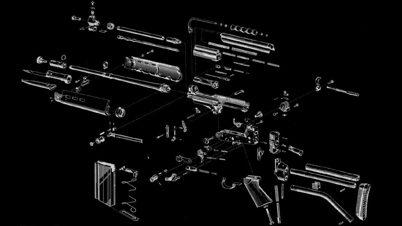 Disassembled Firearm Parts — White