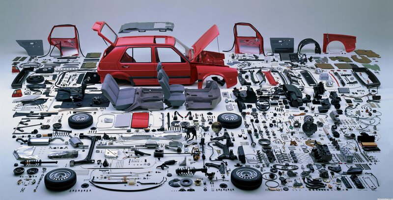 Disassembled Red Car — Neutral, Photograph