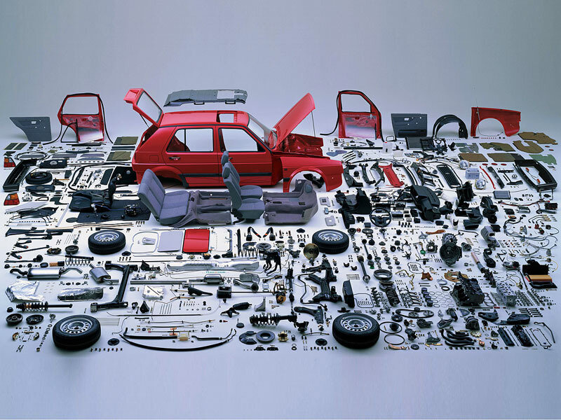 Disassembled Red Car