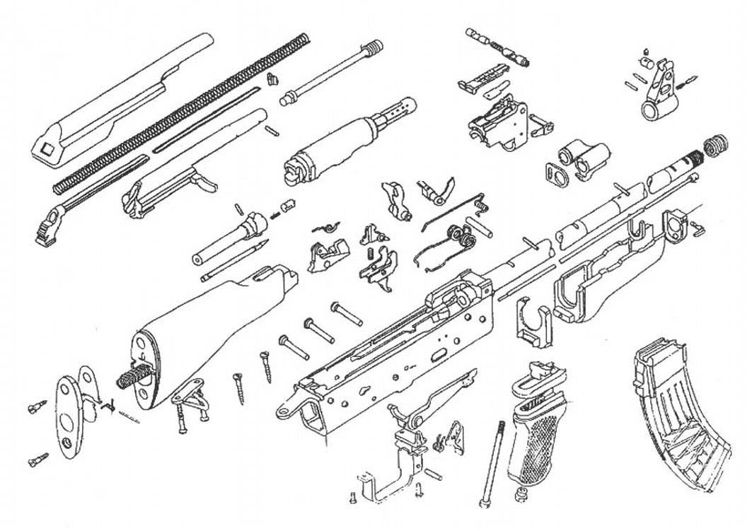 Disassembled rifle diagram