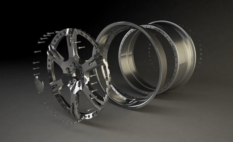disassembled wheel components