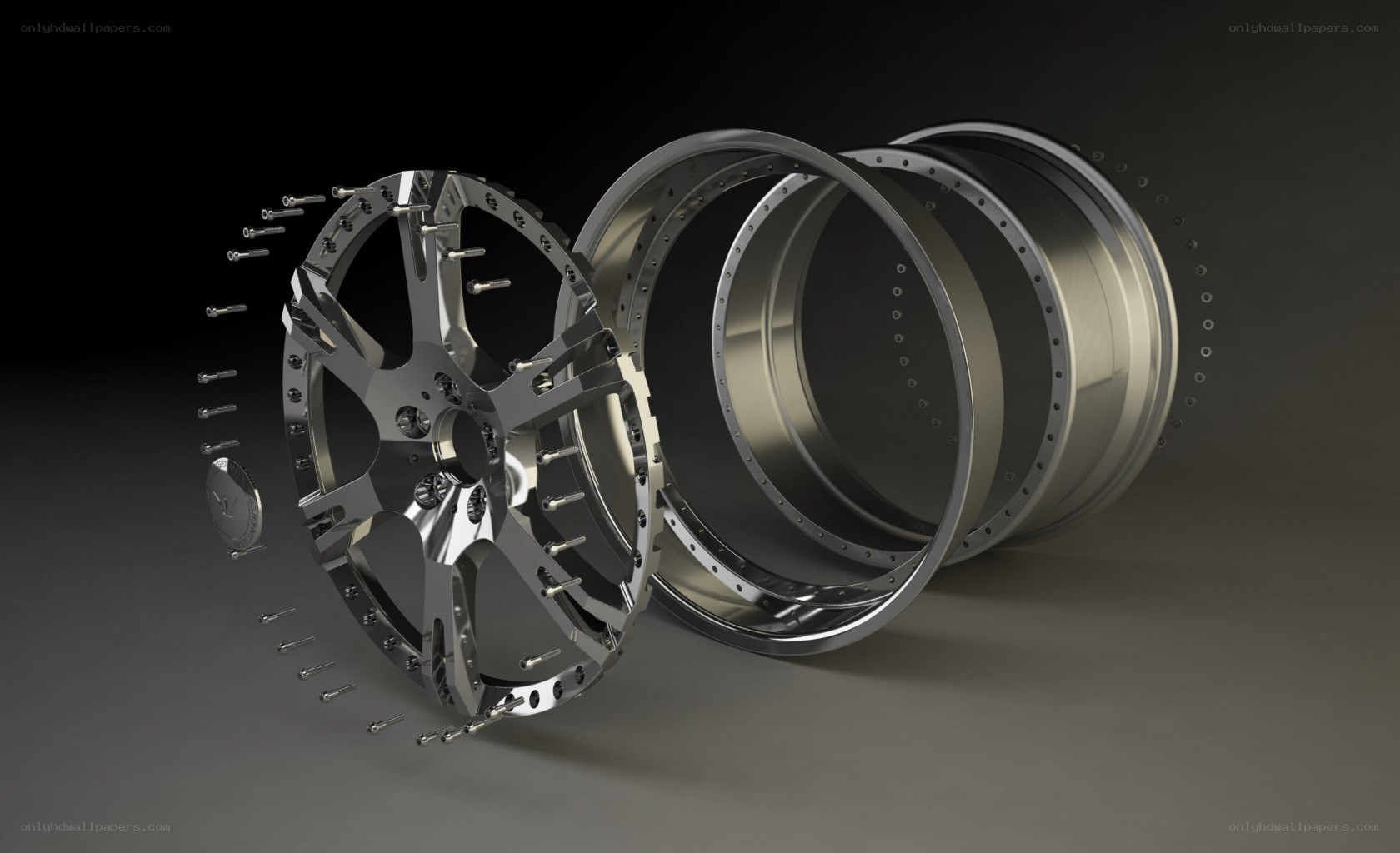 disassembled wheel components