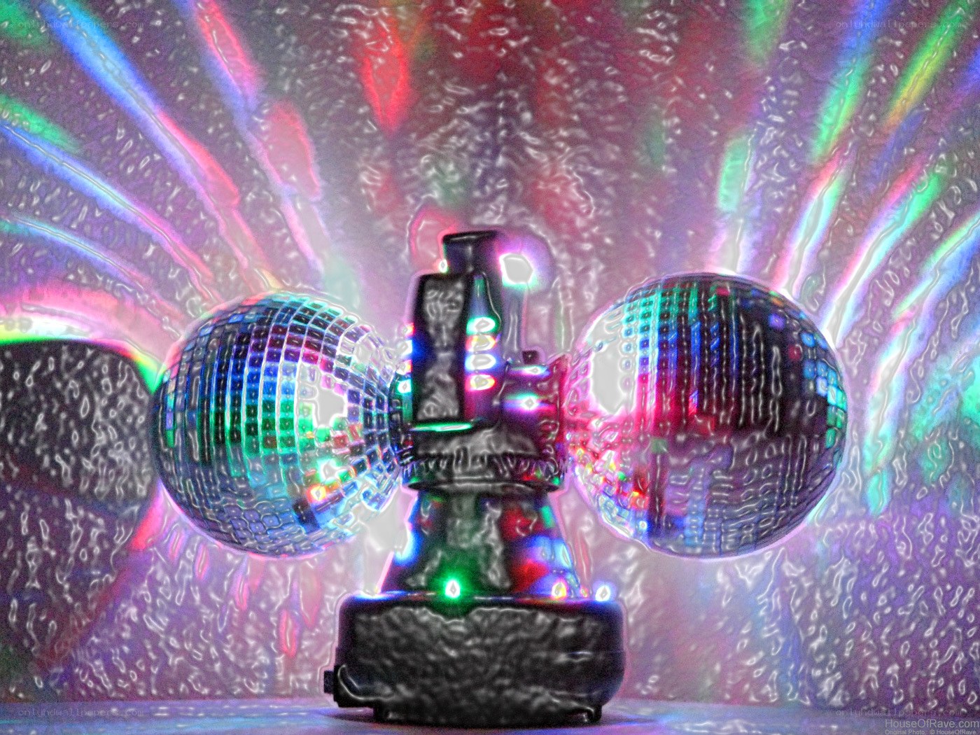 Disco ball light with colorful reflections