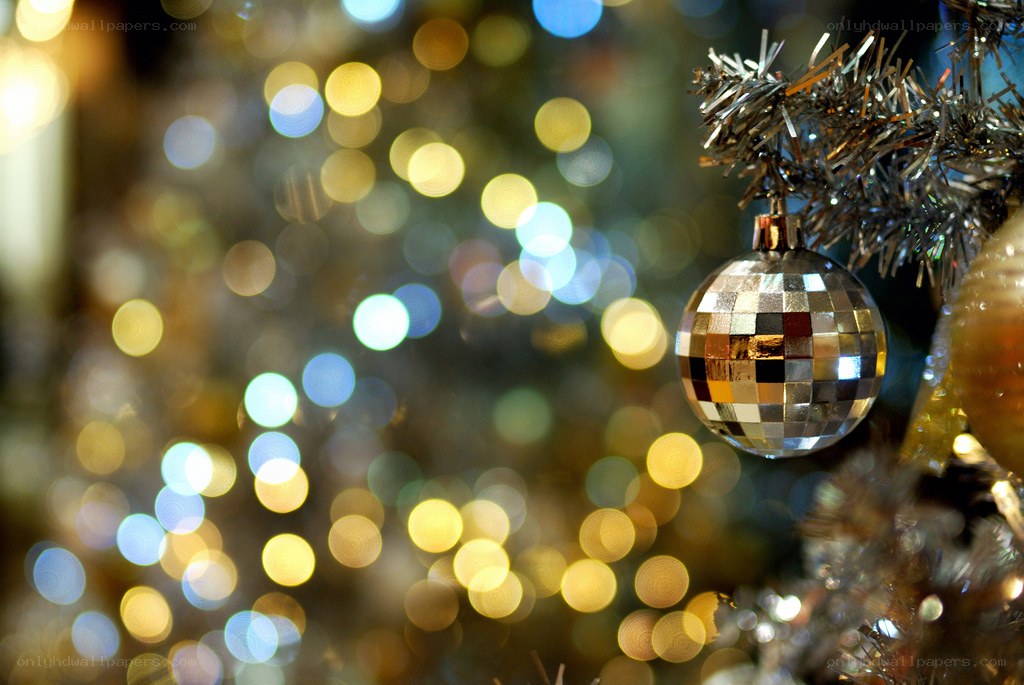 disco ball ornament on tree