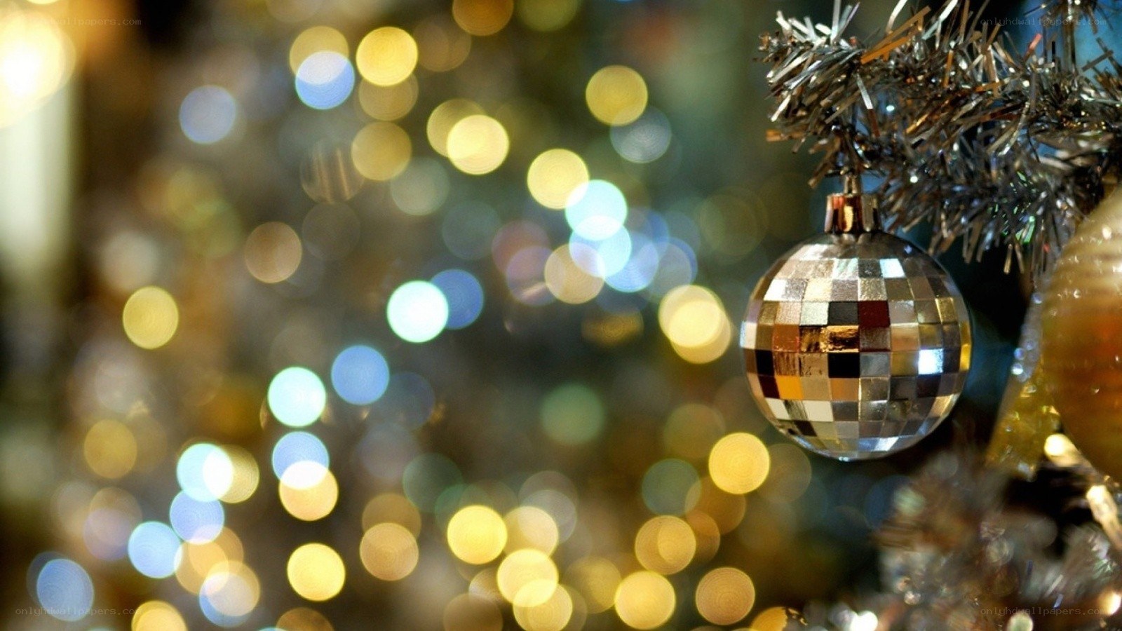 disco ball ornament on tree