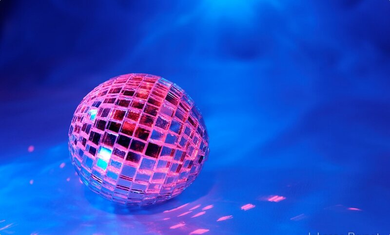 disco ball under blue lights