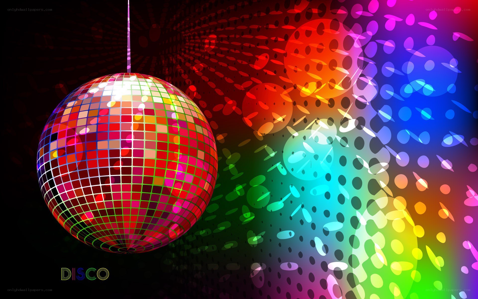 Disco ball with colorful lights