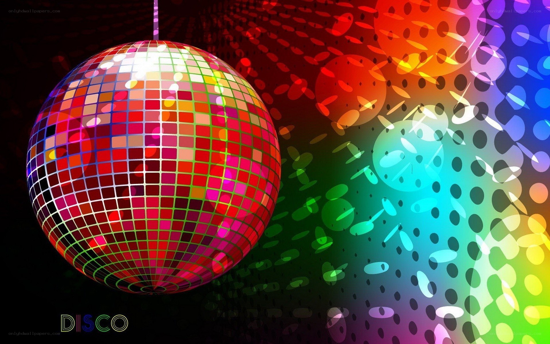 Disco ball with colorful lights