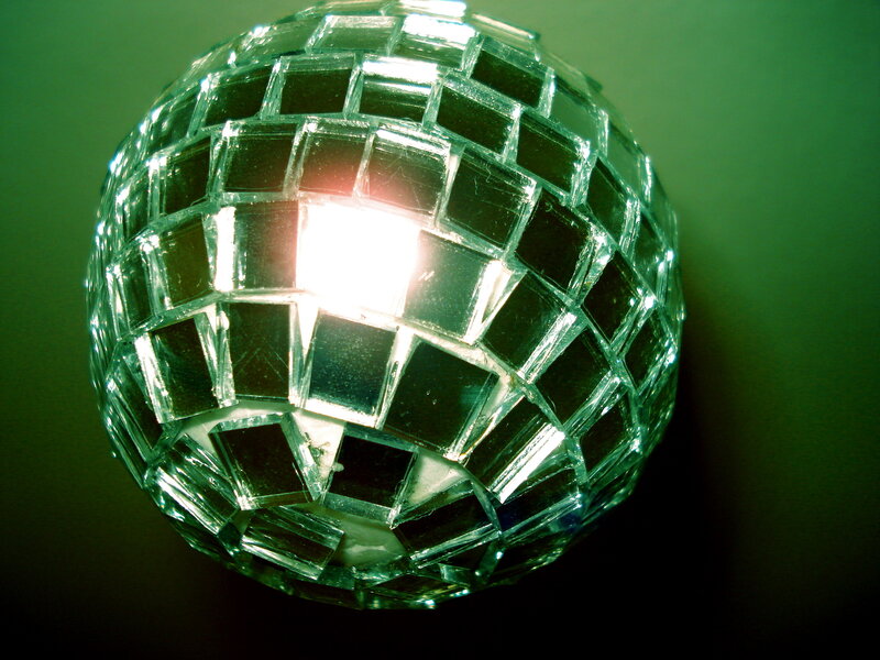 Disco ball with green light